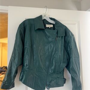 Hunter Green Leather Jacket for Women